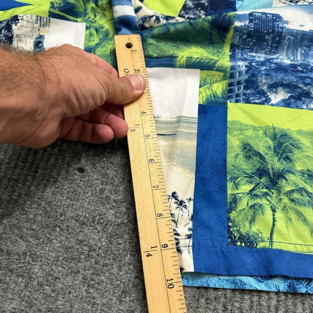 American Eagle Mens Board‎ Shorts Medium Blue Green Tropical Pull On Drawstring